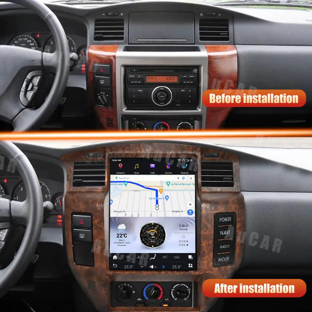 AUCARAUTO 12.1 Inch Tesla Screen Car Audio Stereo Android 13 GPS Navigation Auto Radio Car Video For Nissan Patrol Y61 2004-2019