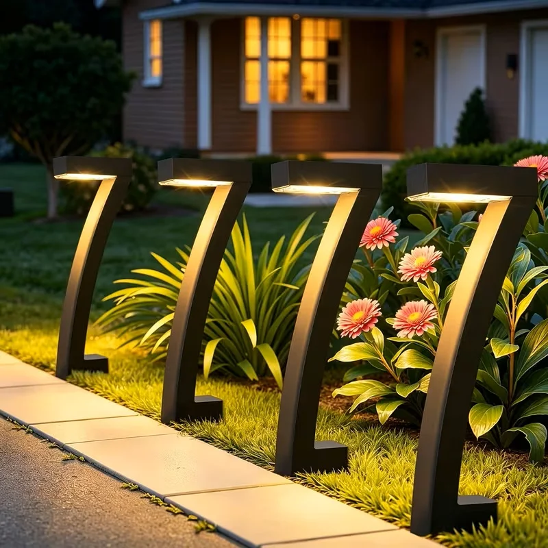 Lampes solaires d'extérieur pour allées, lot de 4 lampes solaires LED extérieures améliorées et lumineuses, étanches IP65, pour jardin, allée, chemin, aménagement paysager, décoration de patio