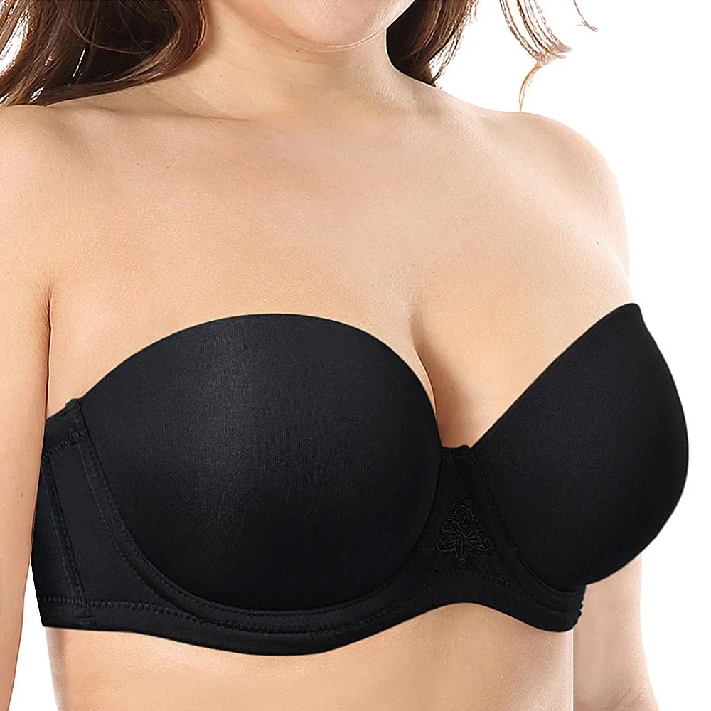 VOGUESECRET Push Up bez ramiączek niewidoczne solidne biustonosze silikonowe biustonosz ślubny kobiety odpinane paski antypoślizgowe Halter Plus rozmiar — zdjęcie 2