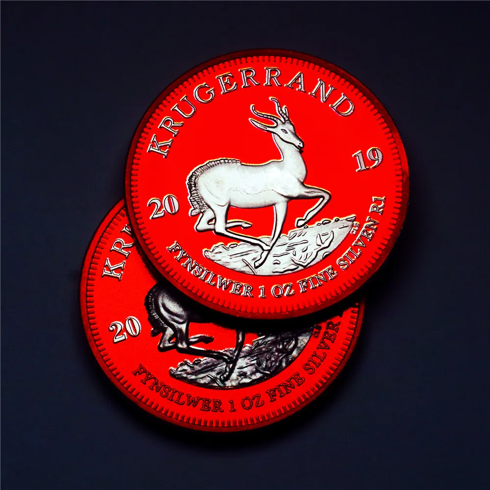 Monedas Krugerrand de 1 Oz 2019, monedas muy raras, monedas coleccionables chapadas en rojo de Sudáfrica, regalo de monedas para coleccionar