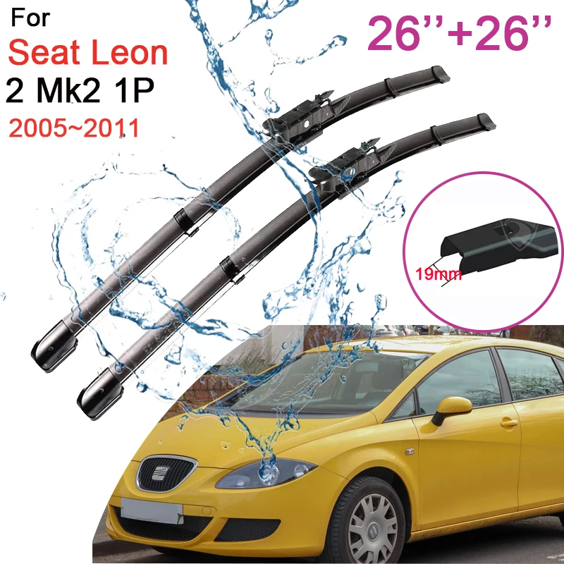 For Seat Leon 2 Mk2 1P 2005 2006 2007 2008 2009 2010 2011 Front Wiper Blade Washer Brushes Windshield Windscreen Car Accessories