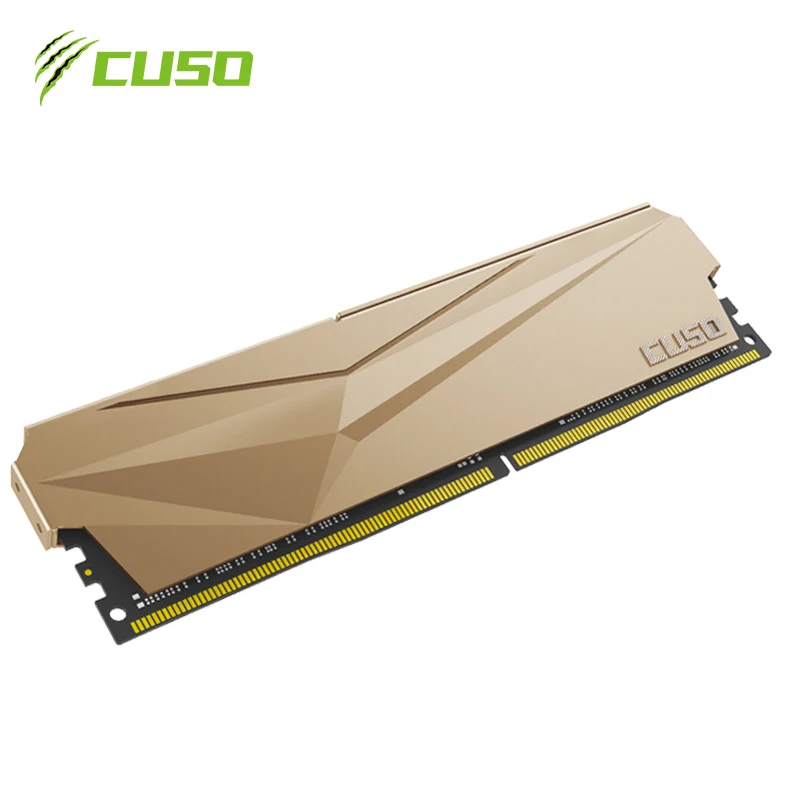 CUSO-데스크탑 메모리, DDR4 RAM, 8GB, 2666MHZ, 3000MHz, 3200MHz, 3600MHZ, 새로운 Dimm Rams, 골드 메모리, 방열판 포함