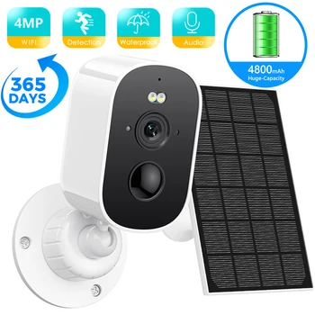 BESDER 4MP 2K WiFi Camera Solar Battery Powered Wireless Outdoor Security HD PIR Human Detection iCSee CCTV Video Surveillance