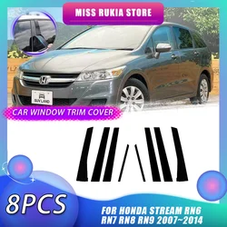 Car Window Trim Cover for Honda Stream RN6 RN7 RN8 RN9 2007~2014 Carbon Fiber Black Silver Pillar Posts Sticker Door Accessories