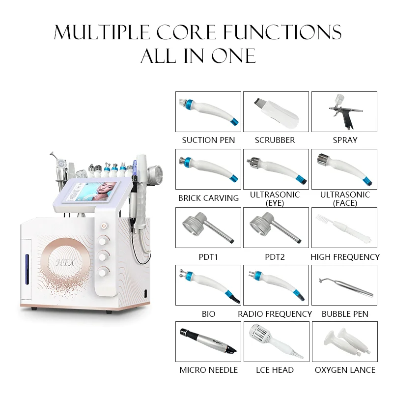 Portable 14 in 1 Oxygen Jet Microdermaabrasion Skin Care Face Lifting Skin Rejuvenation Oxygen Facial Diamond Machine