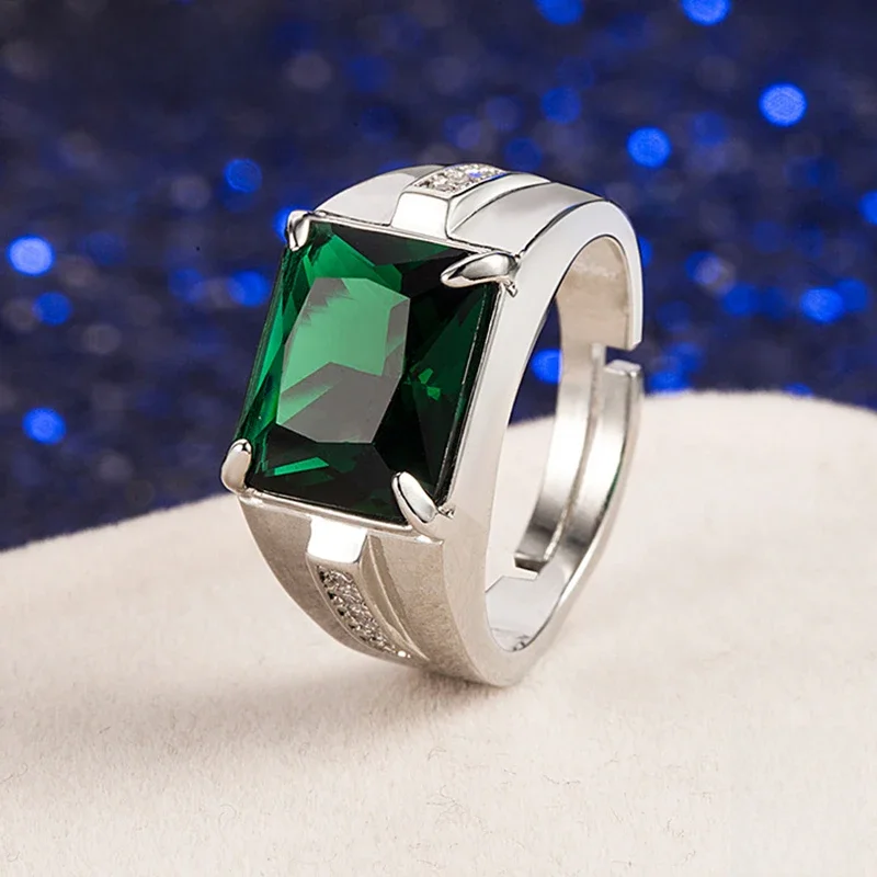 ZDADAN 925 Sterling Silver Emerald Pierścionki na palce dla mężczyzn Kobiety Moda Biżuteria ślubna — zdjęcie 2