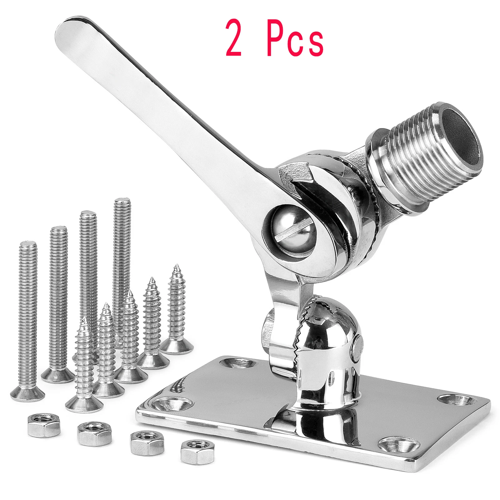 316 Stainless Steel Marine VHF Antenna Mounts (2 Pieces), Adjustable Base VHF Antenna Mount for Boat