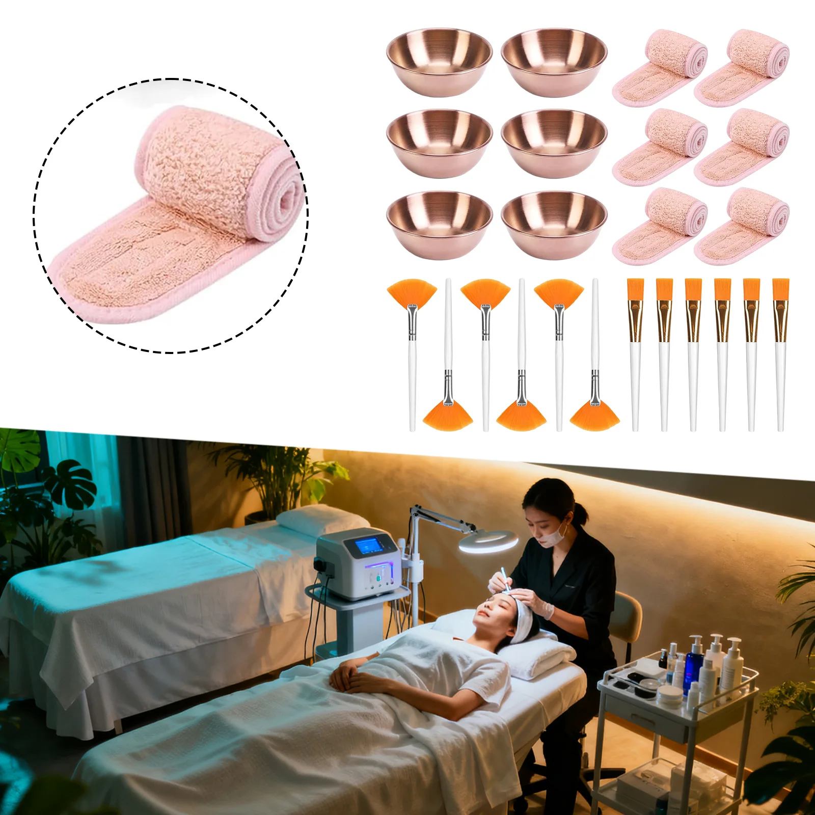 8/24 Stuks Gezichtsmasker Mengkom Set Beauty Tool Gezichtsschalen Borstels Hoofdbanden Voor Thuis Persoonlijk Gebruik Professionele Schoonheidssalons