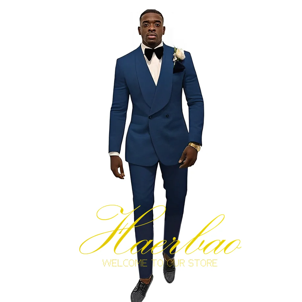 

Navy Men's Wedding Suit 2 Piece Floral Jacket Pants Formal Groom Tuxedo 2023 Handsome Male Suit