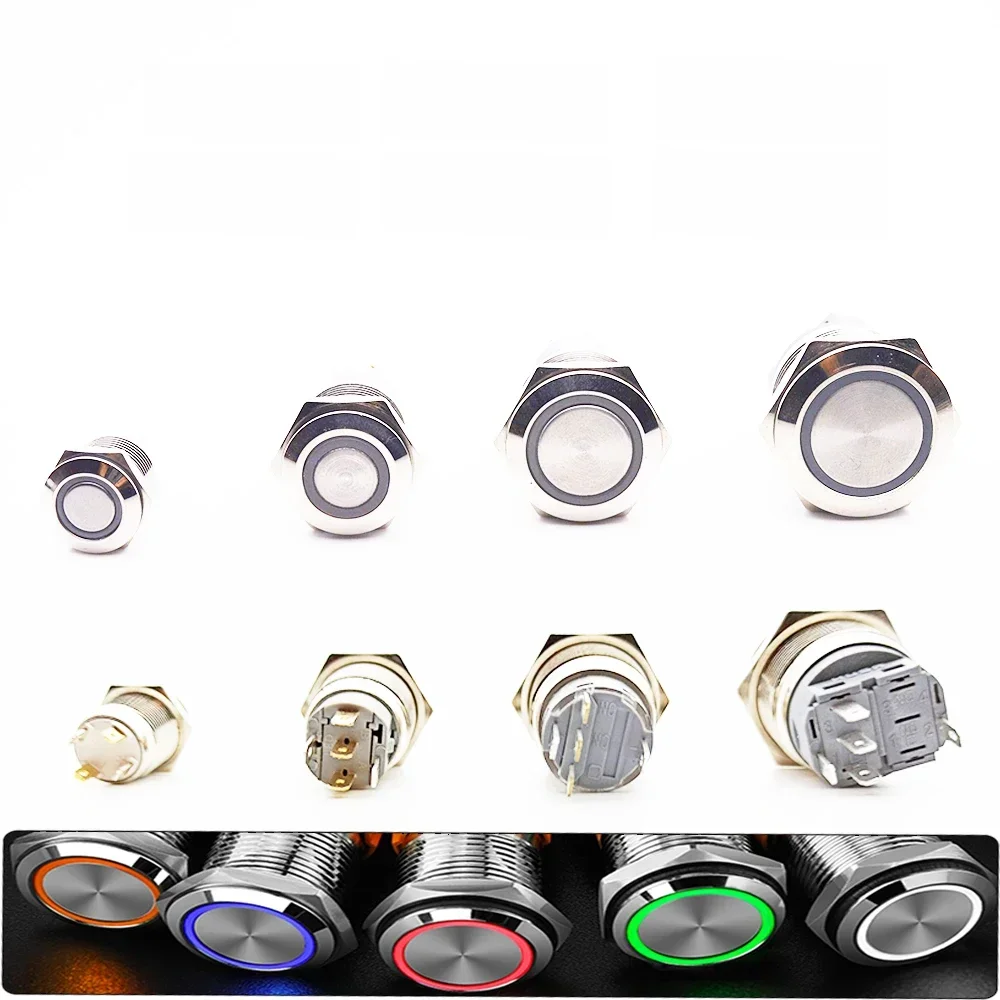 Elektryczny wodoodporny zasilacz 12v Led Light chwilowy przełącznik wciskany 8/10/12/16/19/22 Mm przełączniki ciśnieniowe 220v 24v 3v klawiatura — zdjęcie 2