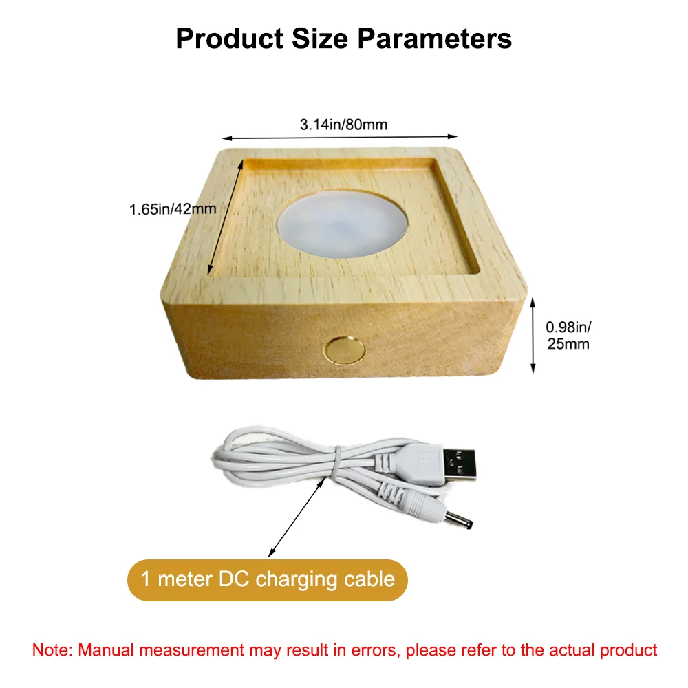 Lampu malam kristal, lampu suasana kamar tidur, lampu kristal dengan dudukan kayu, kubus kaca, hadiah Dekorasi Desktop kamar tidur rumah