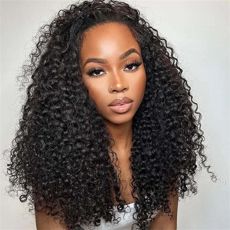 VSHOW Beginner Friendly 3 In 1 Half Wig Human Hair Kinky Curly 3C-4A Machiine Made Invisible Drawstring Glueless Curly Flip Over image 3