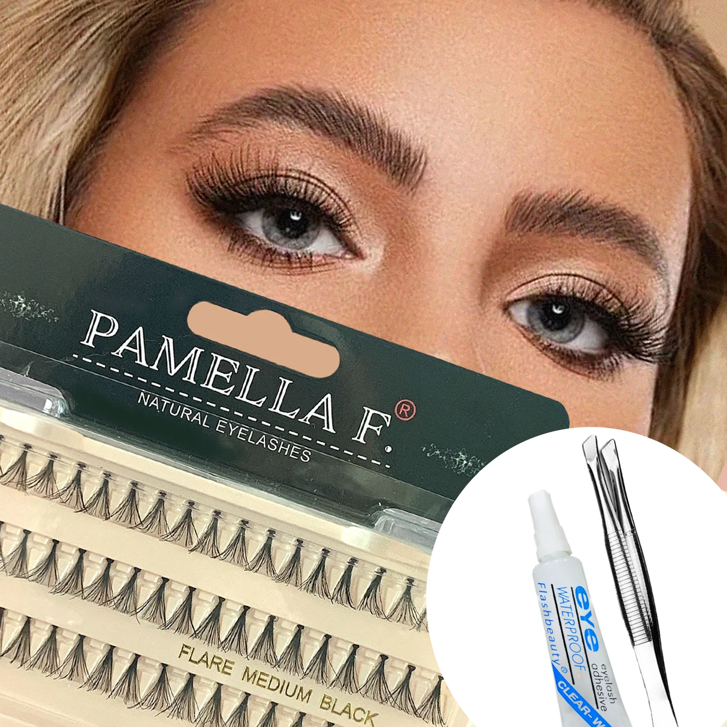 Natürliche selbstverpflanzende DIY-Falsche Wimpern – unsichtbares Band – 3 Reihen einzelner Stäbchen sind klar und einfach zu verwenden