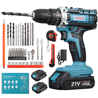 21V Cordless Drill Kit, Brush Motor with Euro Charger, with 2 Boxes of 1500 mAh Batteries, for Home DIY Projects
