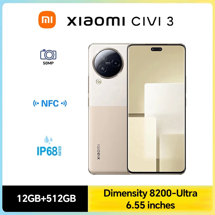 بطارية Xiaomi Civi 3 Dimensity 8200-Ultra 6.55 بوصة 4500 مللي أمبير في الساعة تدعم NFC يدعم الإصدار AMOLED الإصدار الآسيوي