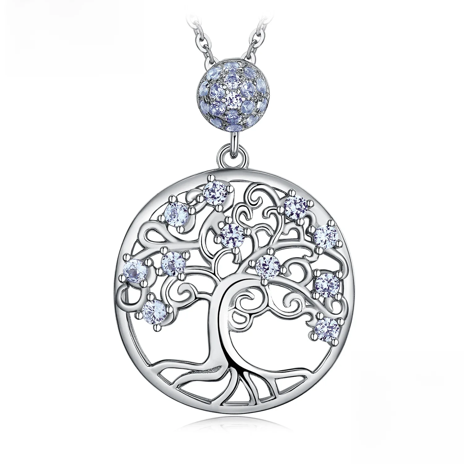 JewelryPalace Drzewo życia stworzone niebieski Spinel 925 srebro naszyjnik modny wyraz kamień Choker bez łańcuszka — zdjęcie 2