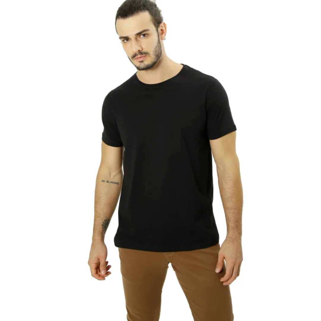 Basic 100% Cotton Men's Lisa Black T-Shirt