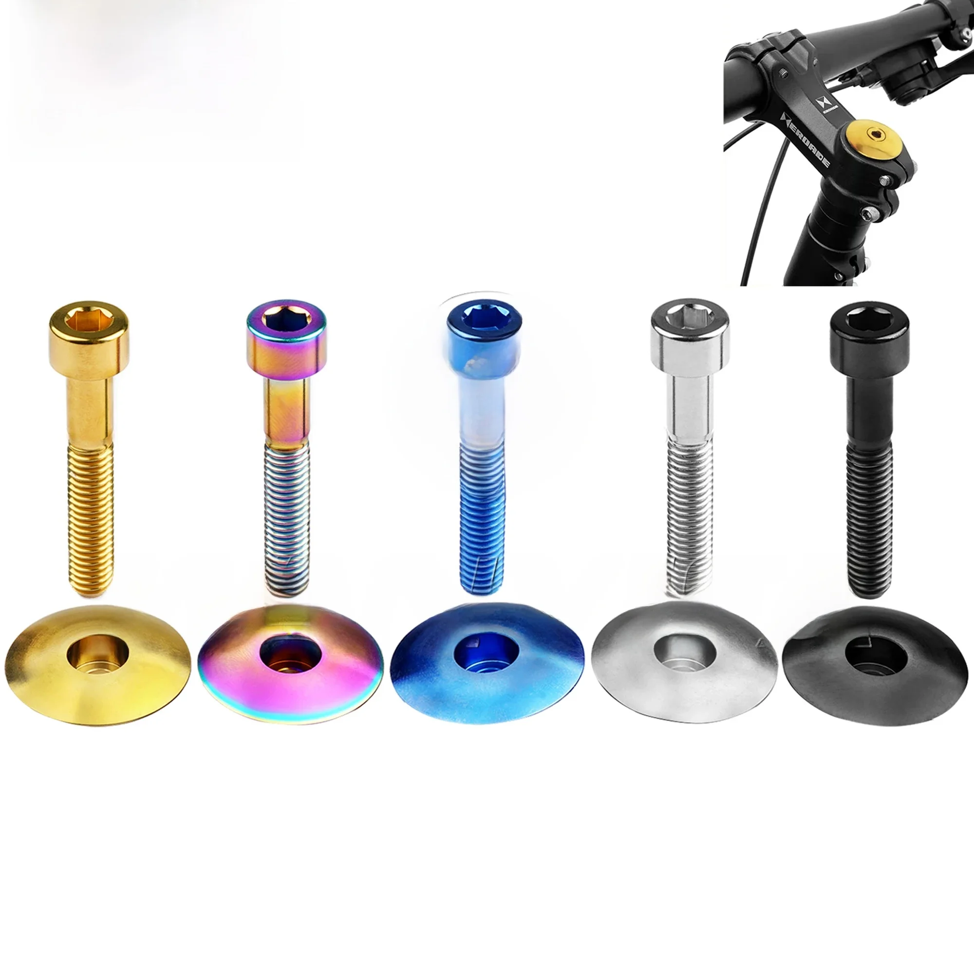 AliExpress Wanyifa Titanium Bolt M6x35mm & Titanium Bowl Cover Top Cap Set for 1-1/8" Road Mountain Bike Headset Stem Bicycle Cycling Parts