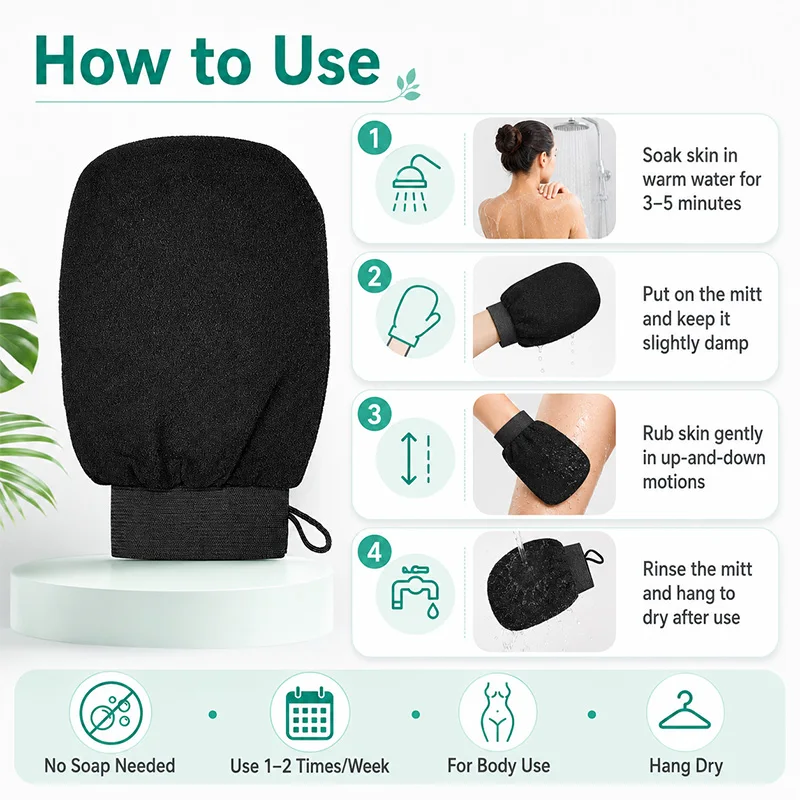 2/4Pcs Exfoliating Body Mitt Viscose Fiber Shower Scrub Glove Dead Skin Remover Bath Exfoliator Mitt