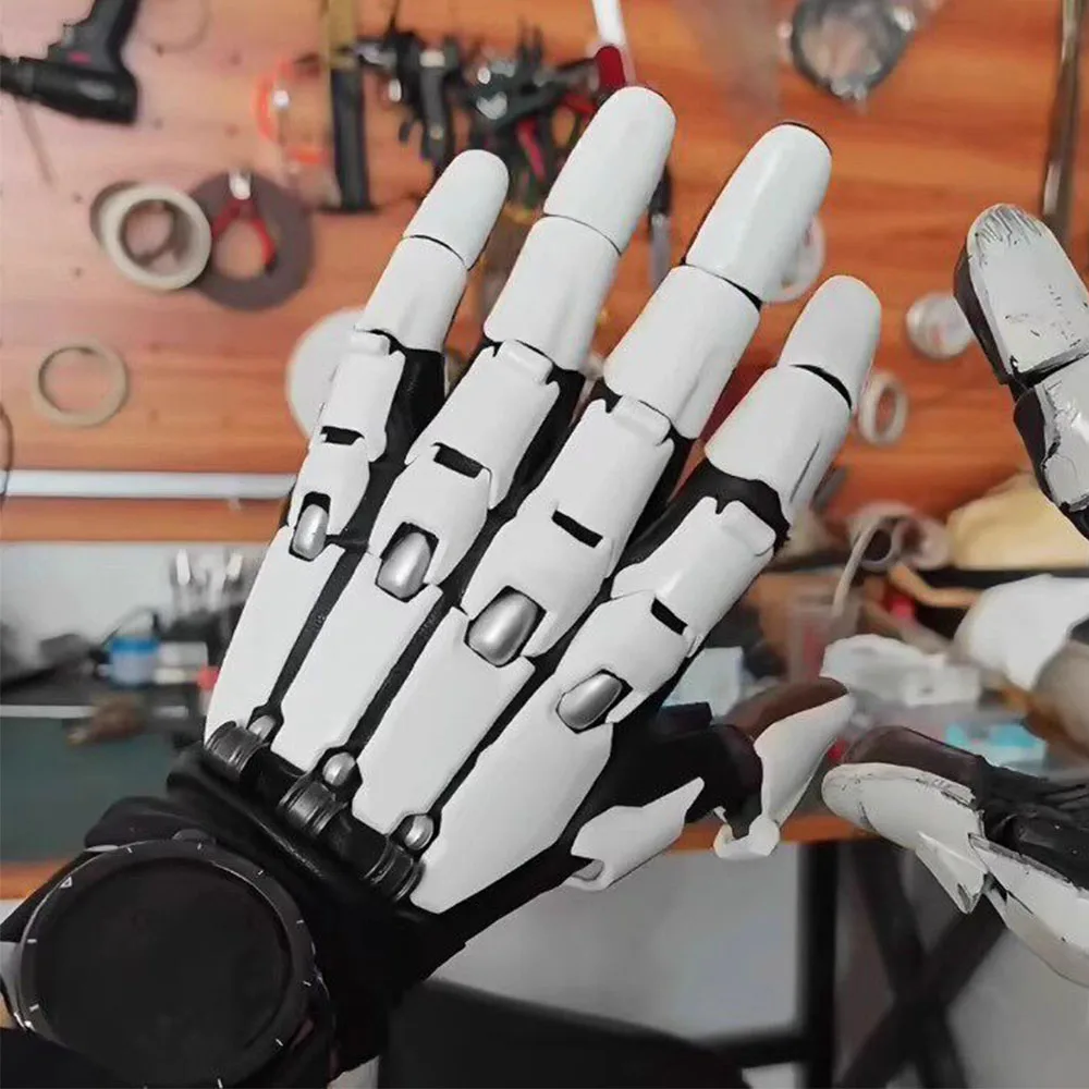 

Armor Gloves Sci-Fi Punk Mechanical Armor Hand Halloween Articulated Fingers with Protective Gloves for Cosplay Props Men Women