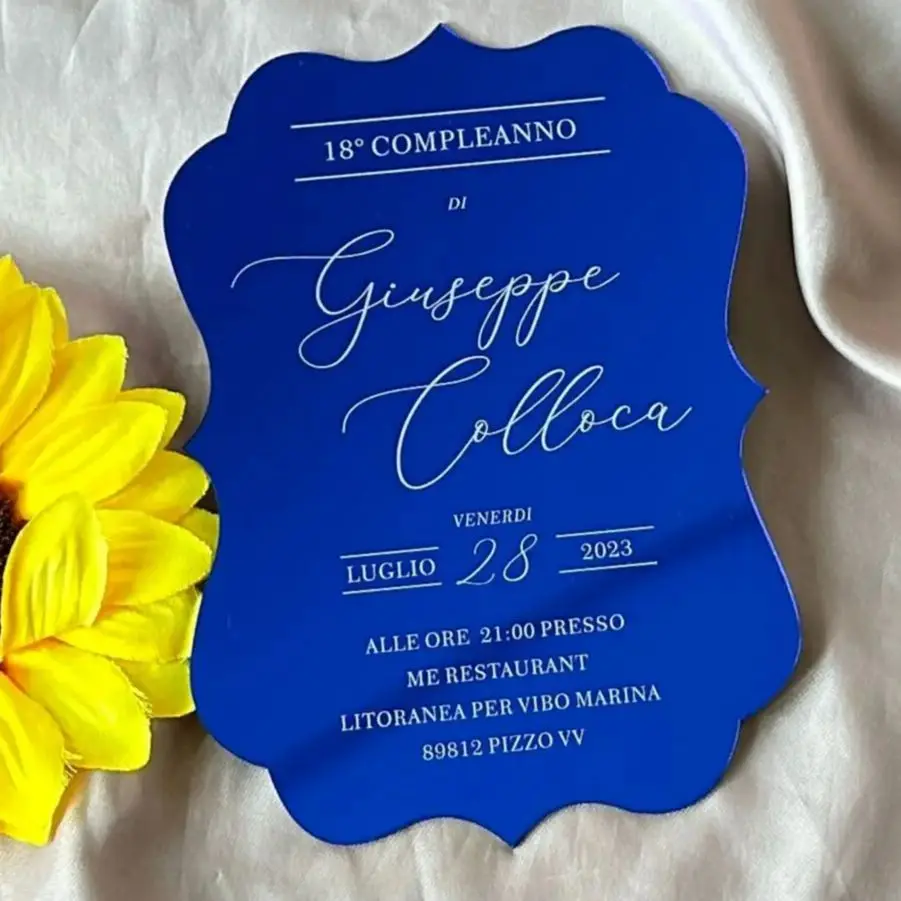 

Laser Cut Acrylic Wedding Invitation, Party Decoration, Quinceanera Birthday Invite Card, Royal Blue Acrylic Custom, 10Pcs