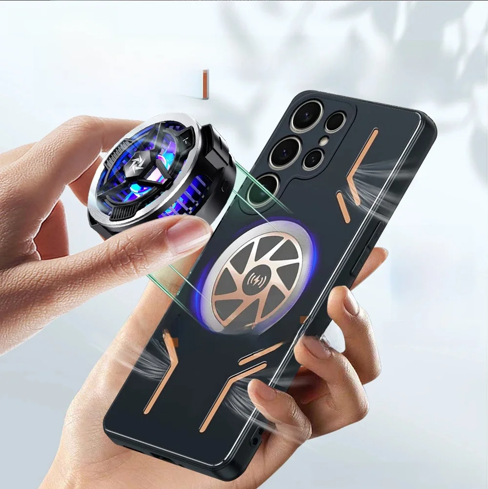 Magnetyczne etui chłodzące z funkcją bezprzewodowego ładowania do Samsunga S25 Ultra S24 S23 S22 S21 + Plus, odporne na wstrząsy, miedziane metalowe etui na telefon. — zdjęcie produktu 7