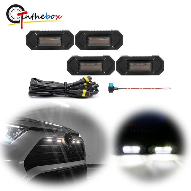 For Toyota RAV4 Grill Light Car Front Grid Warning Daylights DRL Daytime Running Lamp 2019-2022