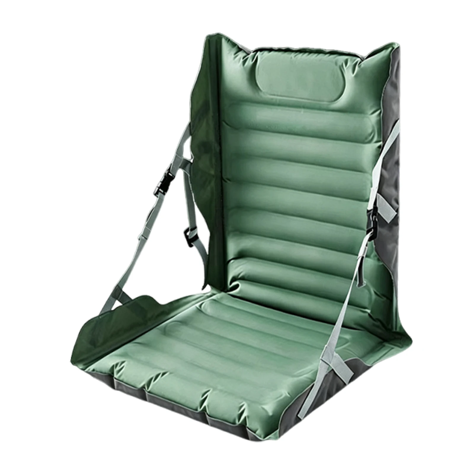 Inflatable Folding Seat Cushion with Back Support Lightweight Portable Air Sitting Pad for Stadium Camping Travel Airplane Green - view 6