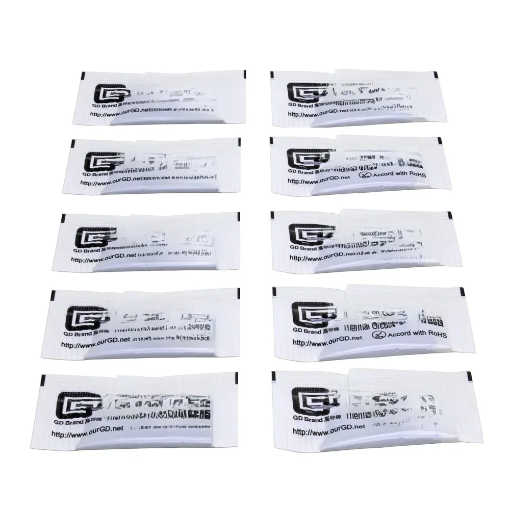 10 sztuk/partia 0.5g smar termiczny pasta przewodząca pasta silikonowa do chipa Cpu Gpu Vga Ram Led IC radiator chłodnica chłodzenie — zdjęcie 2