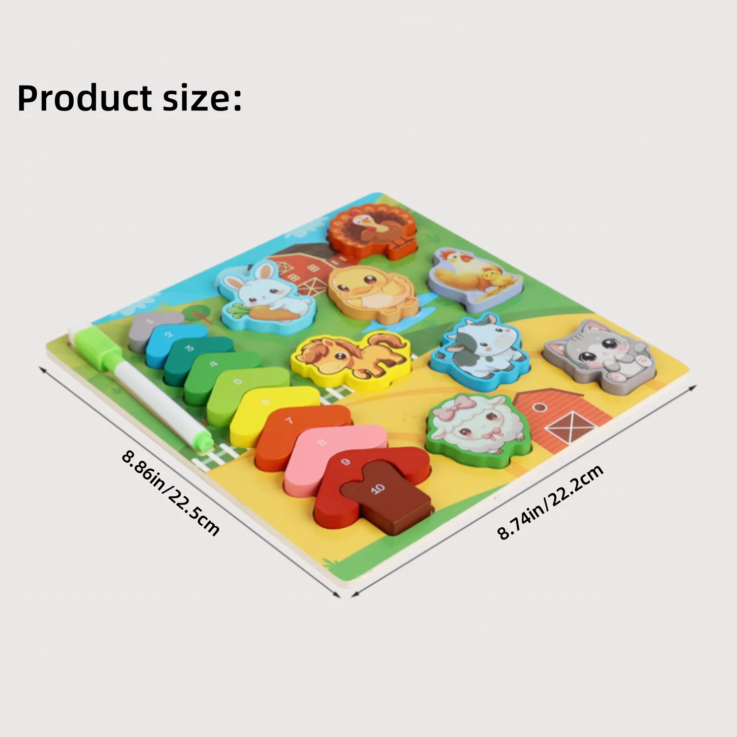 Wooden Toddler Puzzles Color Recognition Early Education Toy Montessori Double-sided Drawing Board Toy Kids Fine Motor Toy Gifts
