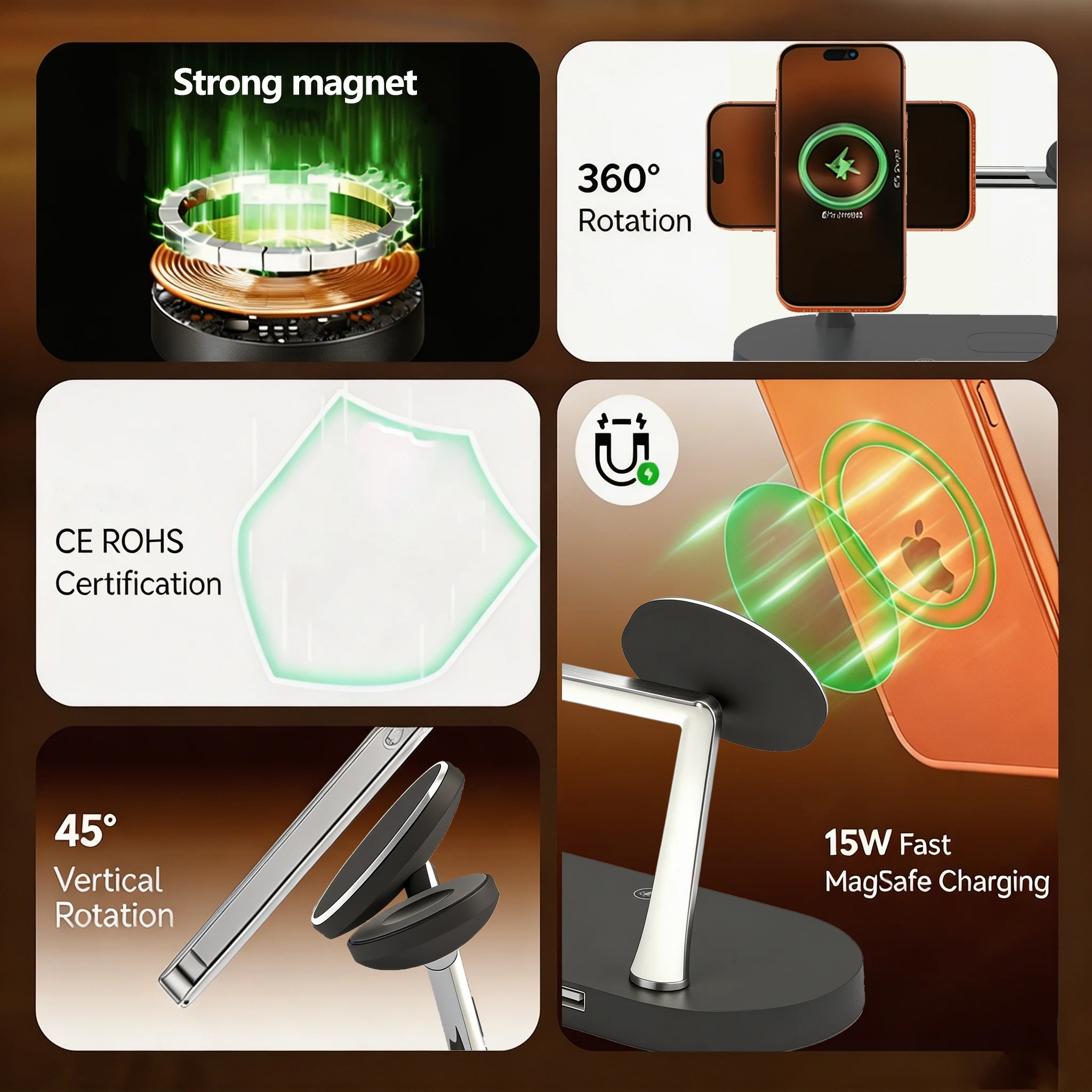 3 in 1 Magnetic Wireless Chargers Fast Charging Station For iPhone 12 13 14 15 16 For Apple Watch 10 9 8 7 6 5 Airpods Pro