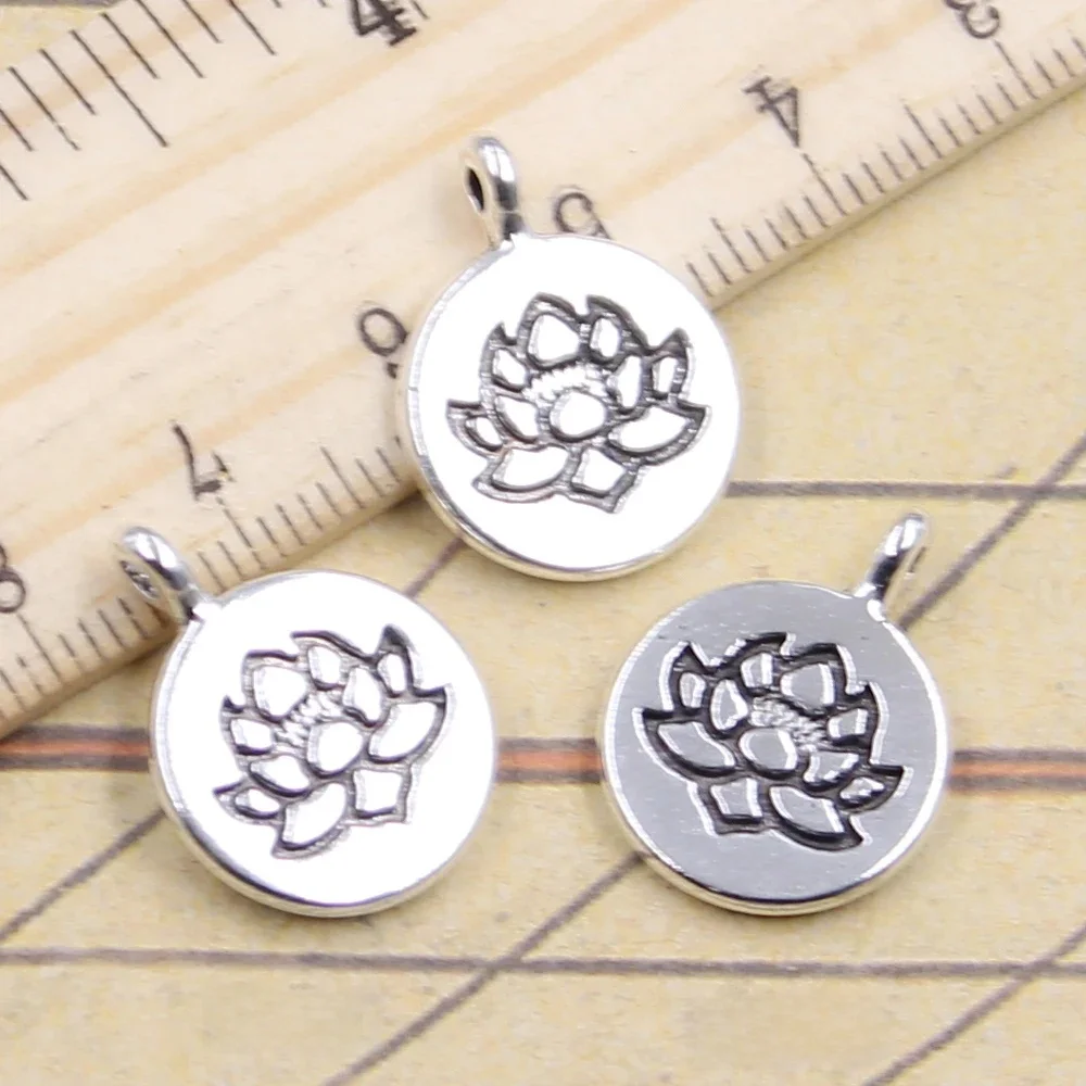 10 sztuk Charms joga Om lotosu siedzi 20x15mm tybetański srebrny kolor wisiorki antyczna biżuteria Making DIY Handmade Craft wisiorek — zdjęcie 2