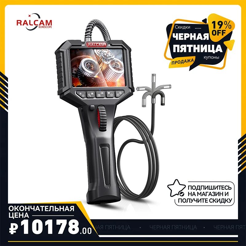 Ralcam Двухсто Articulating Borescope 6.2mm Articulated Snake камера 3.5''HD IPS эндоскоп Inspection камера 3.3FT Semi-rigid