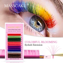 MASSCAKU Colored Faux Mink Easy Fanning Eyelashes Extensions Auto-blooming Fast Fan Lash Volume Supplies