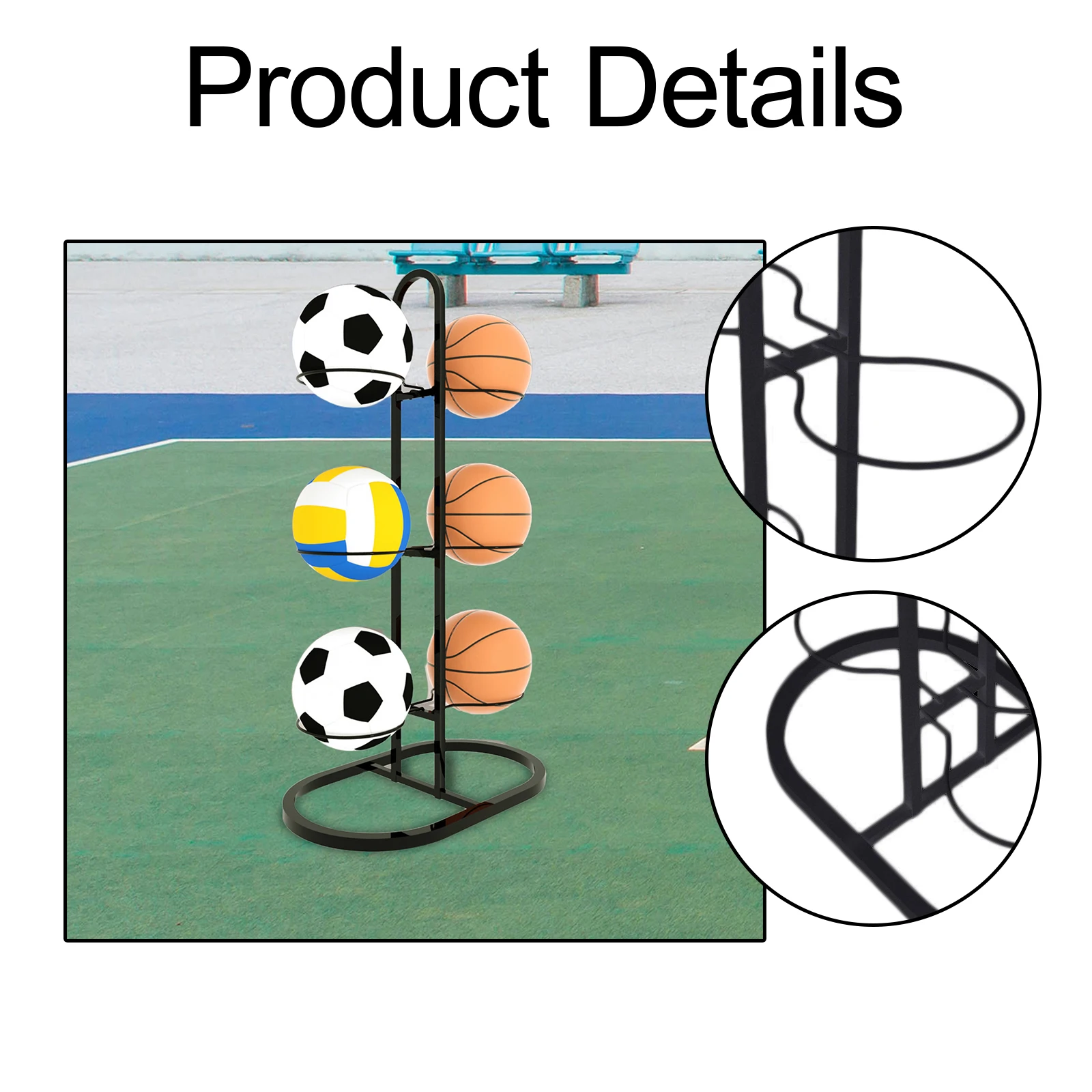4/6 スロットバスケットボールラックディスプレイスタンド多用途鉄収納自立多機能スポーツ用品オーガナイザー