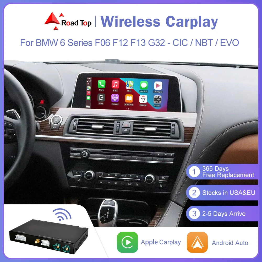 

Road Top Wireless CarPlay for BMW 6 Series F06 F12 F13 G32 2010-2020 CIC,NBT,EVO Android Auto Mirror Link AirPlay Car Player