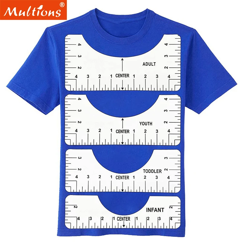 4 Stks/set T-shirt Uitlijning Heerser T-shirt Alignment Tool Voor Grafiek Tekening Sjabloon Kleding Patroon Ontwerp Diy Naaien Gereedschap