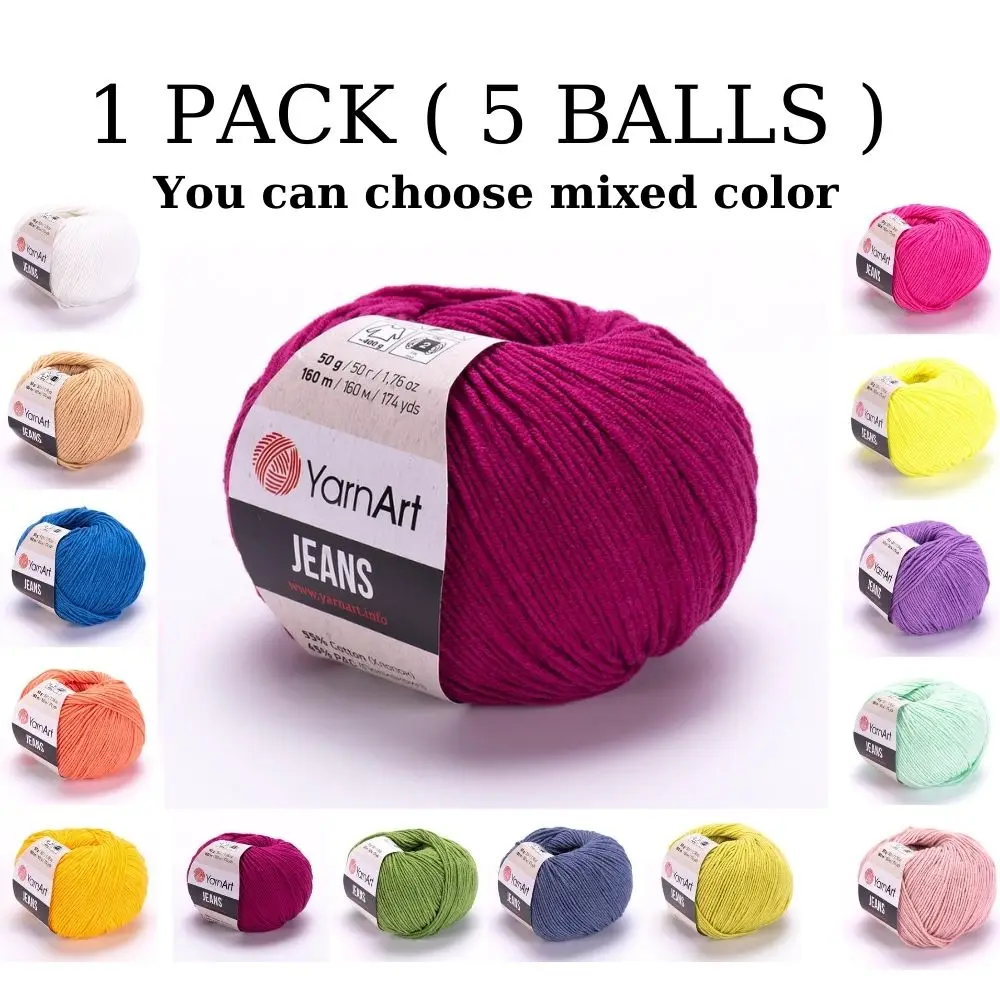 

1 Pack ( 5 Ball ) Yarnart Jeans Yarn 50 Gram 160 Mt. Color Option Crochet Tool Kit Stitch Thread Cerato Amigurumi Cotton