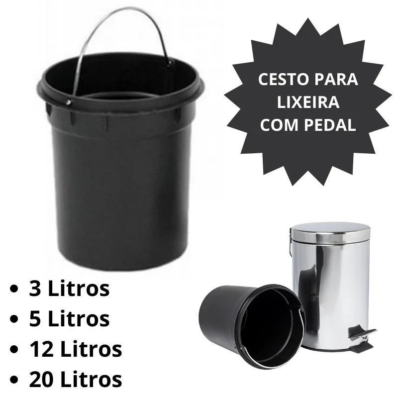 3 Liters, 5 Liters, 12 Liters and 20 Liters Recycle Bin Basket With Pedal, Internal Basket For Replacement