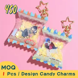 YSO CNC Diamond Cut Custom Acrylic Keychain Candy Hot Sale High Quality Cartoon Series Connection Charms Set