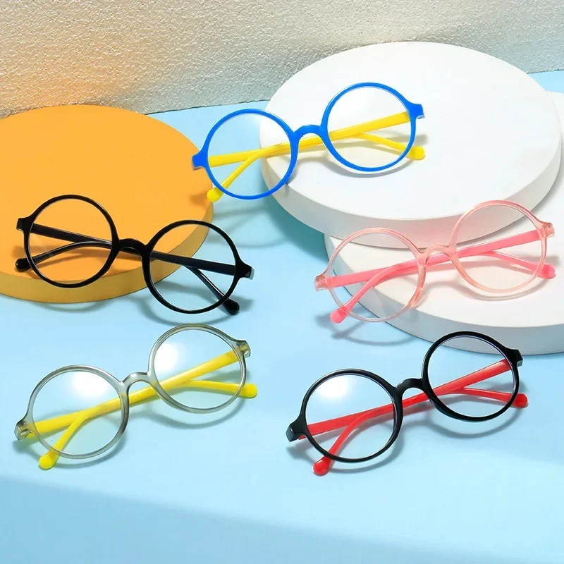 Monture de lunettes pour enfants, nouvelle mode, lentille transparente, mignon, rond, Style coréen, accessoires Photo pour bébés, garçons et filles