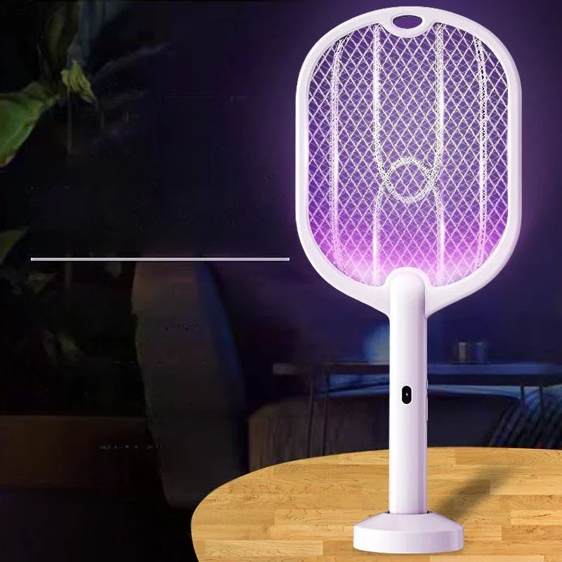Tapette à moustiques améliorée 3000 V avec chargement TYPE-C, tapette à moustiques électrique 3 en 1, lampe anti-moustiques