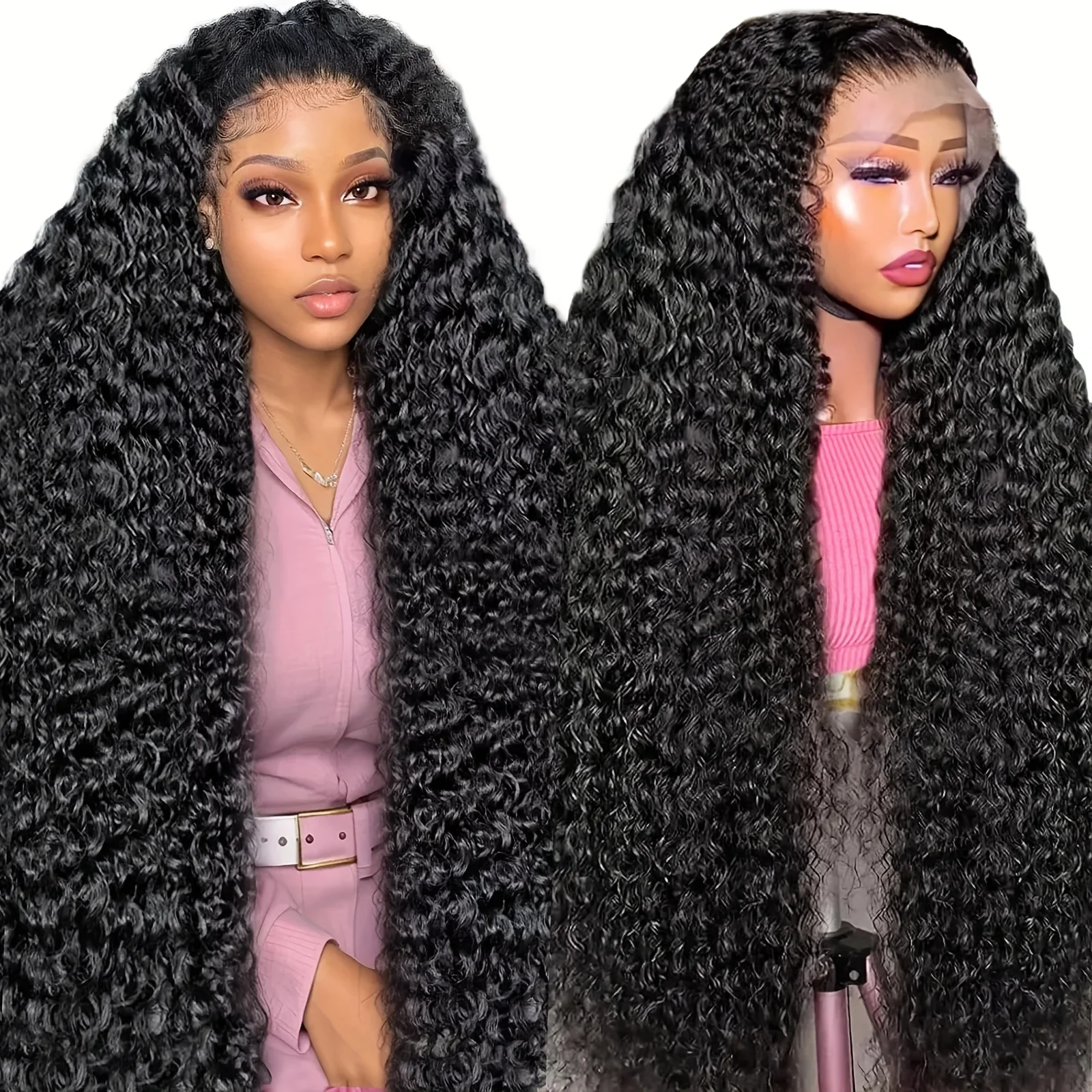 

deep wave 13x6 13x4 hd 360 lace front human hair wig 200 density 30 40 inch Brazilian curly human hair wigs For Black Women