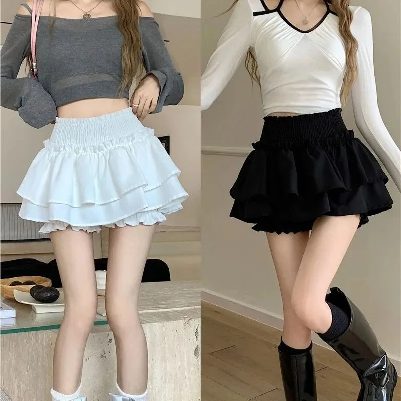 Mini Spódniczka Urocza Seksowna Balletcore Elastyczna Wysoka Talia Sukienka Balowa Falbana Patchwork Lolita Krótka Spódniczka Koreańska Słodka Y2K Odzież Damska — zdjęcie 2