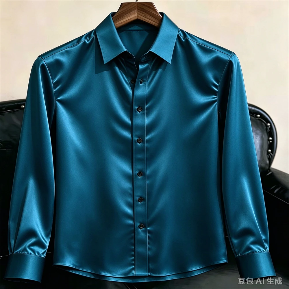 Kemeja Satin Pria Terbaru 2026 - Mens Satin Silk Dress Shirt ulasan dan harga