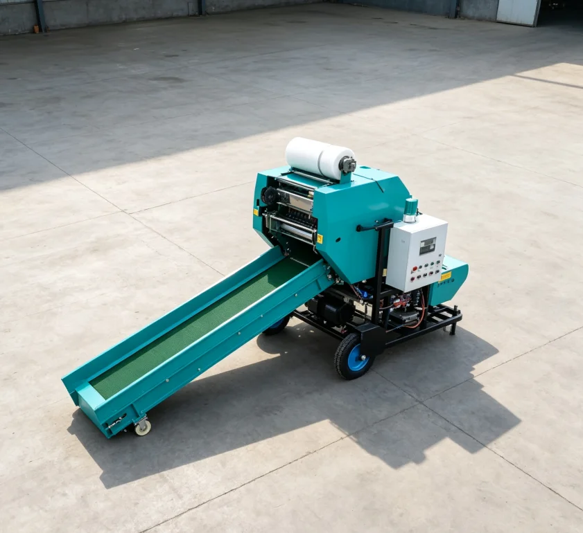High Quality Round Silage Baler with Integrated Wrapper Compact Hay Roll Baler for Grass Harvesting