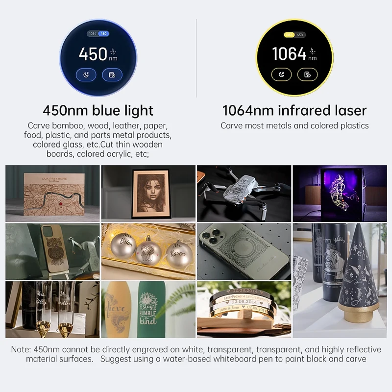 Bluetimes LP4 Laser Engraving Machine for All Material Dual Light Laser Engraver Portable for Metal Wood Plastic Carving