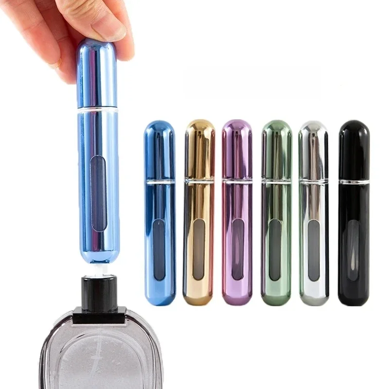 Mini flacon pulvérisateur de parfum de voyage 5/8/10ml, pompe de remplissage par le fond, échantillon rotatif Portable, liquide rechargeable, bouteille cosmétique vide