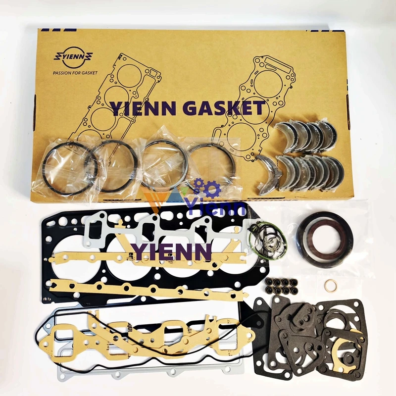 Overhaul Re-ring Kit Full Gasket Set Piston Ring Bearing Set For Bobcat 763 763F 763G 763H 763HC 763HF 763HG Skid Steer Loader