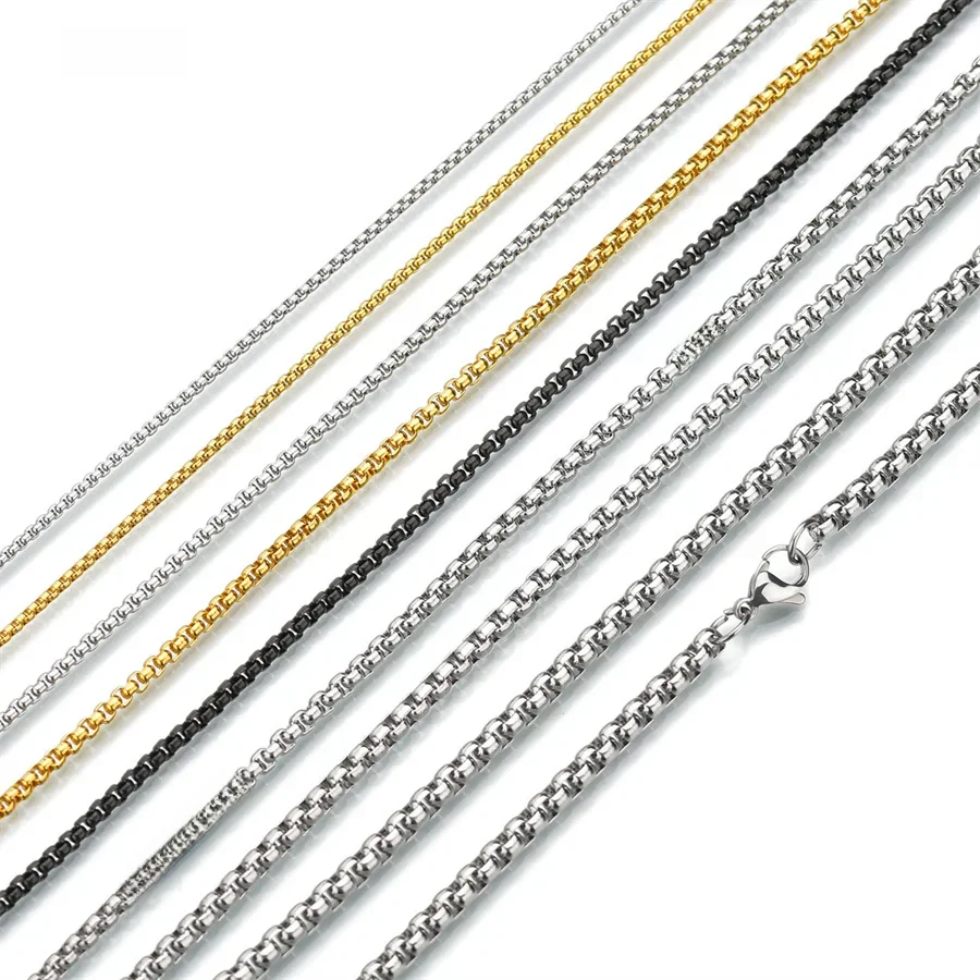 Łańcuch linowy Naszyjnik Łańcuchy ze stali nierdzewnej Naszyjniki z ogniwami Wisiorek Biżuteria DIY Nigdy nie wycieraj 2MM 2.5MM 3MM 4MM — zdjęcie 2